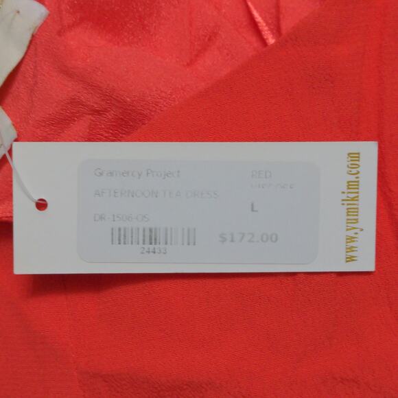Yumi Kim Afternoon Tea Dress Gramercy Project Red Slit Adjustable Cross L New - Picture 13 of 14